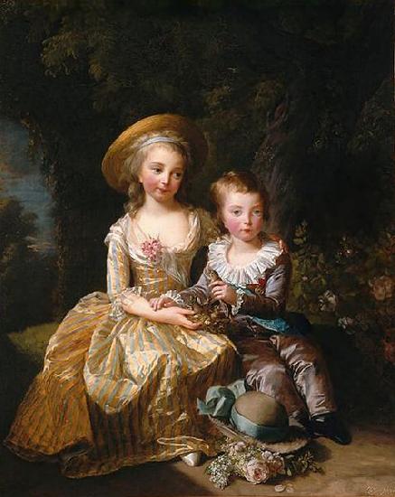 elisabeth vigee-lebrun Portrait of Madame Royale and Louis Joseph, Dauphin of France Sweden oil painting art
